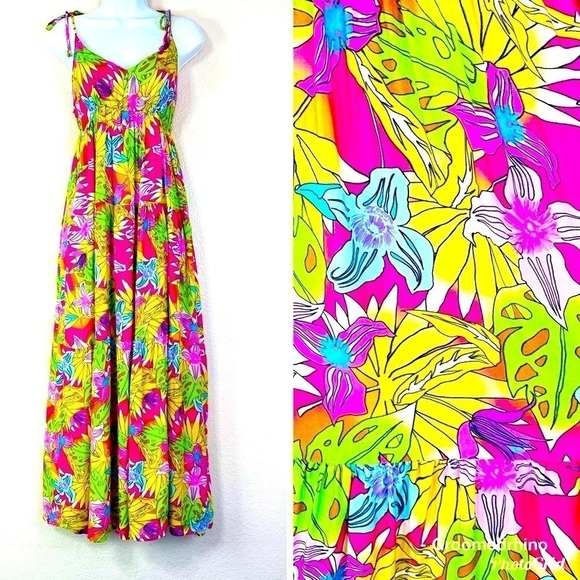Magari Colorful Tropical Print Maxi Dress Size M - Picture 1 of 11